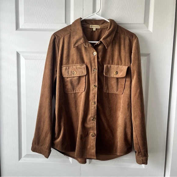 Democracy Women's Corduroy Shirt Jacket In Tan size M - Picture 1 of 3